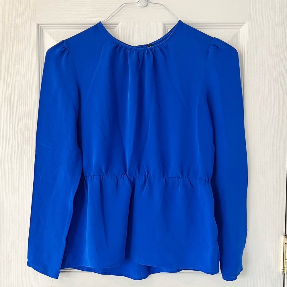Theory Silk Royal Blue Blouse